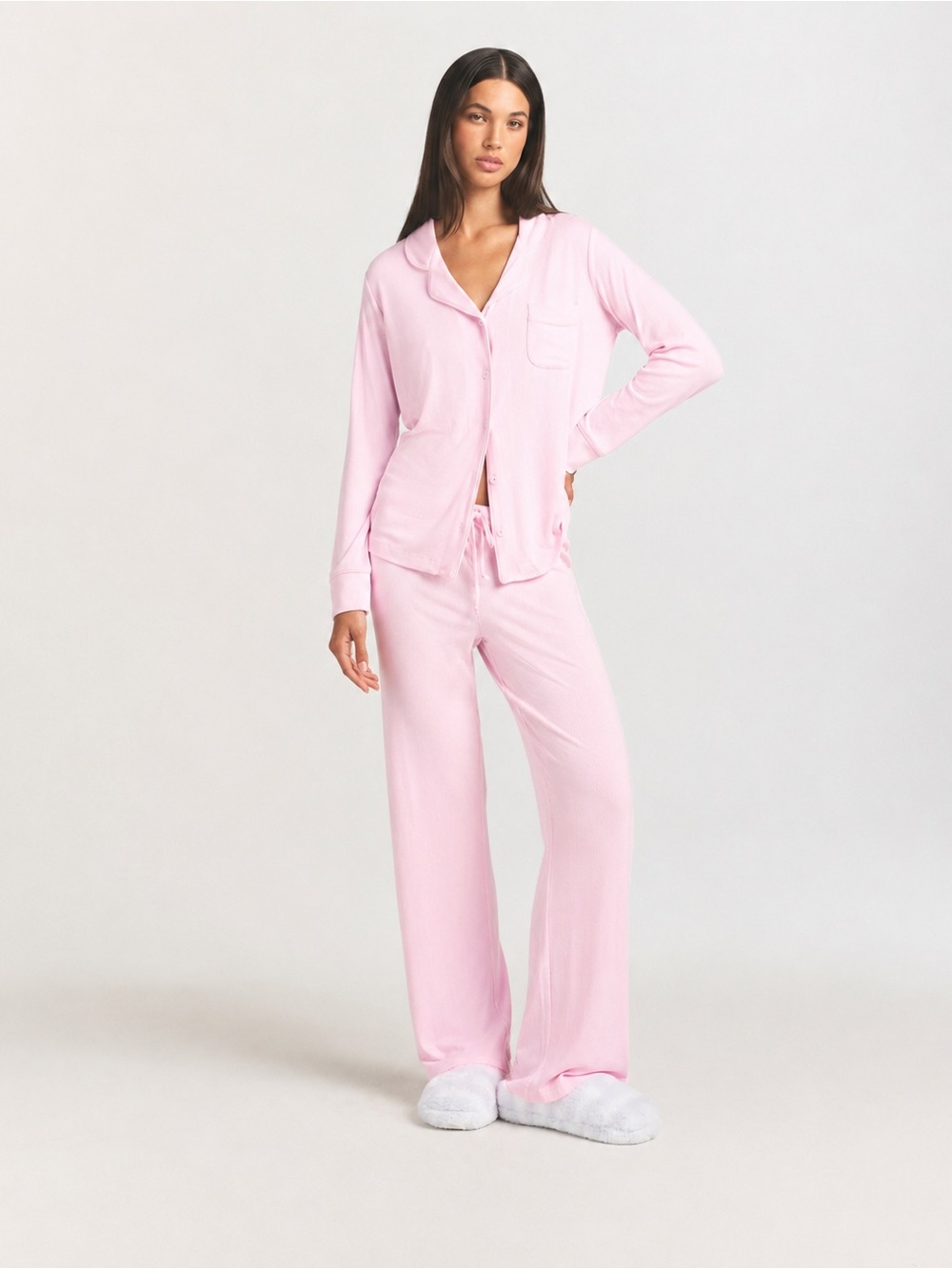 SKIMS Ribbed Light Pink Lounge Set Size Small